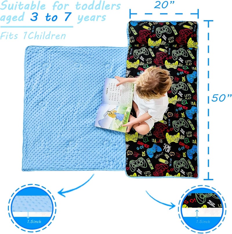 lasoftan Toddler Nap Mat with Pillow and Blanket, Extra Large Rolled Napping Mats,Slumber Bags for Boys Girls,Kids Sleeping Bag for Daycare, Preschool Travel Camping - Image 4